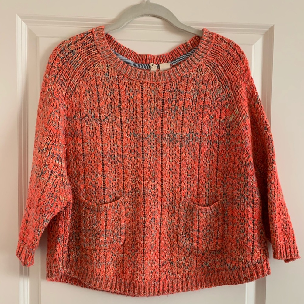Anthropologie neon poncho style sweater